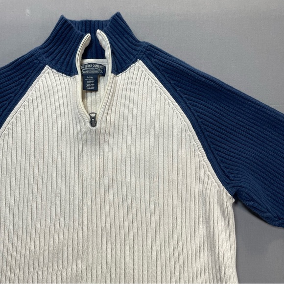 Vintage Polo Jeans Co Ralph Lauren Quarter Zip Ribbed Knit Sweater - Mens Medium - Picture 7 of 12